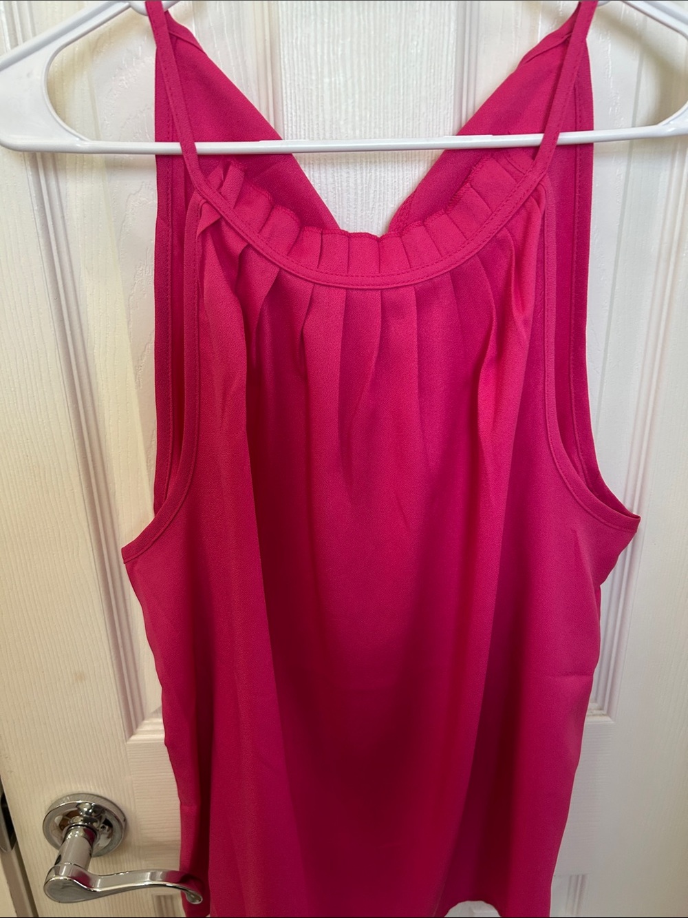 SHEIN Hot Pink Pleated Neck Sleeveless Camisole
